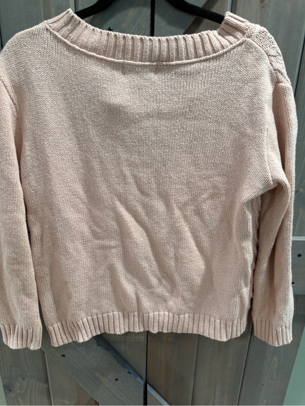 Cotton Country. Y Parkhurst Pink Cable Knit Sweater V Neck made in Canada - Picture 3 of 6